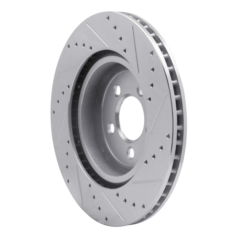 Chrysler 300 Brake Rotor (1) - Front Left - R1 Concepts - Drilled & Slotted - Silver - `05-`23
